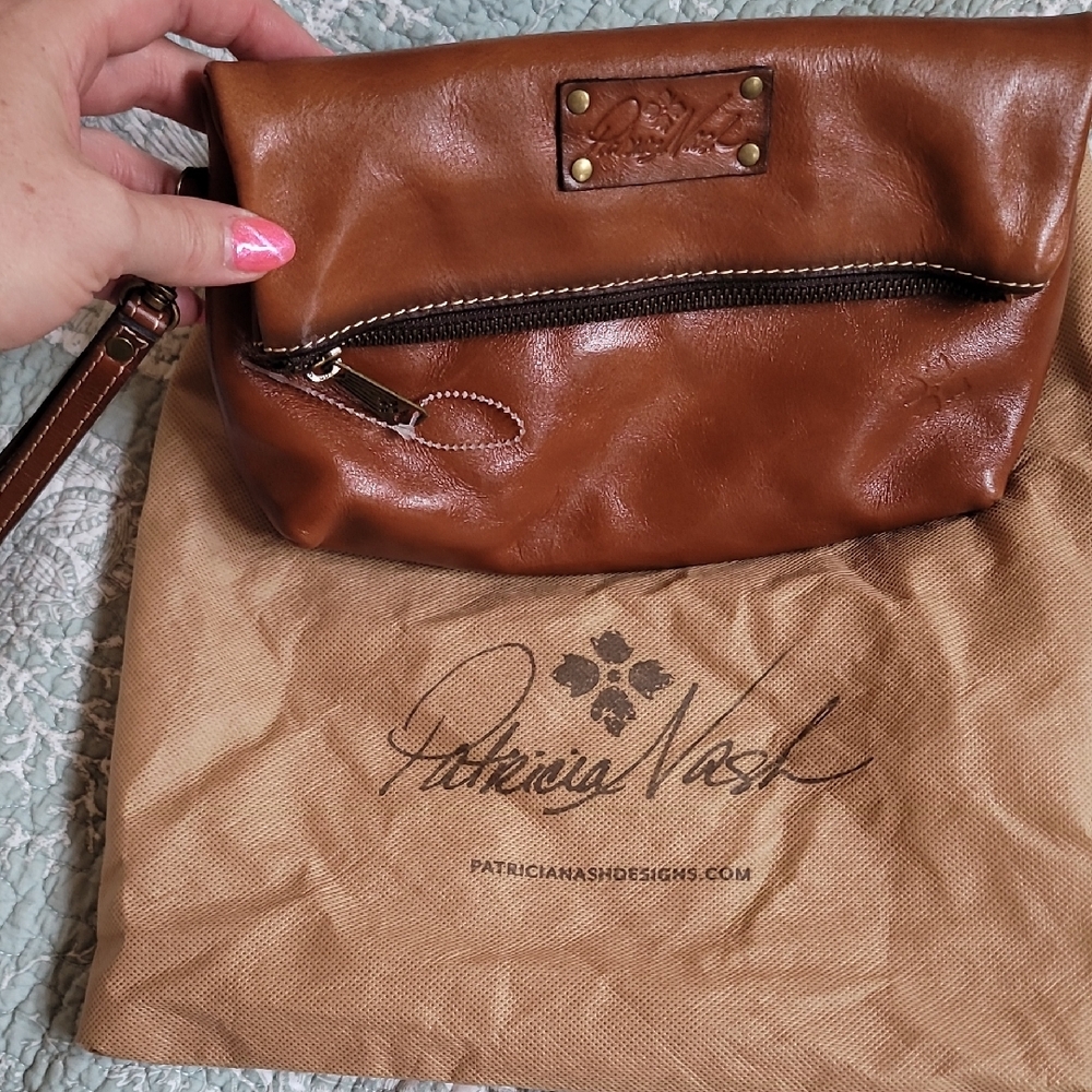 Patricia Nash Tan Leather Wristlet